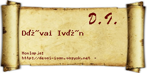 Dévai Iván névjegykártya